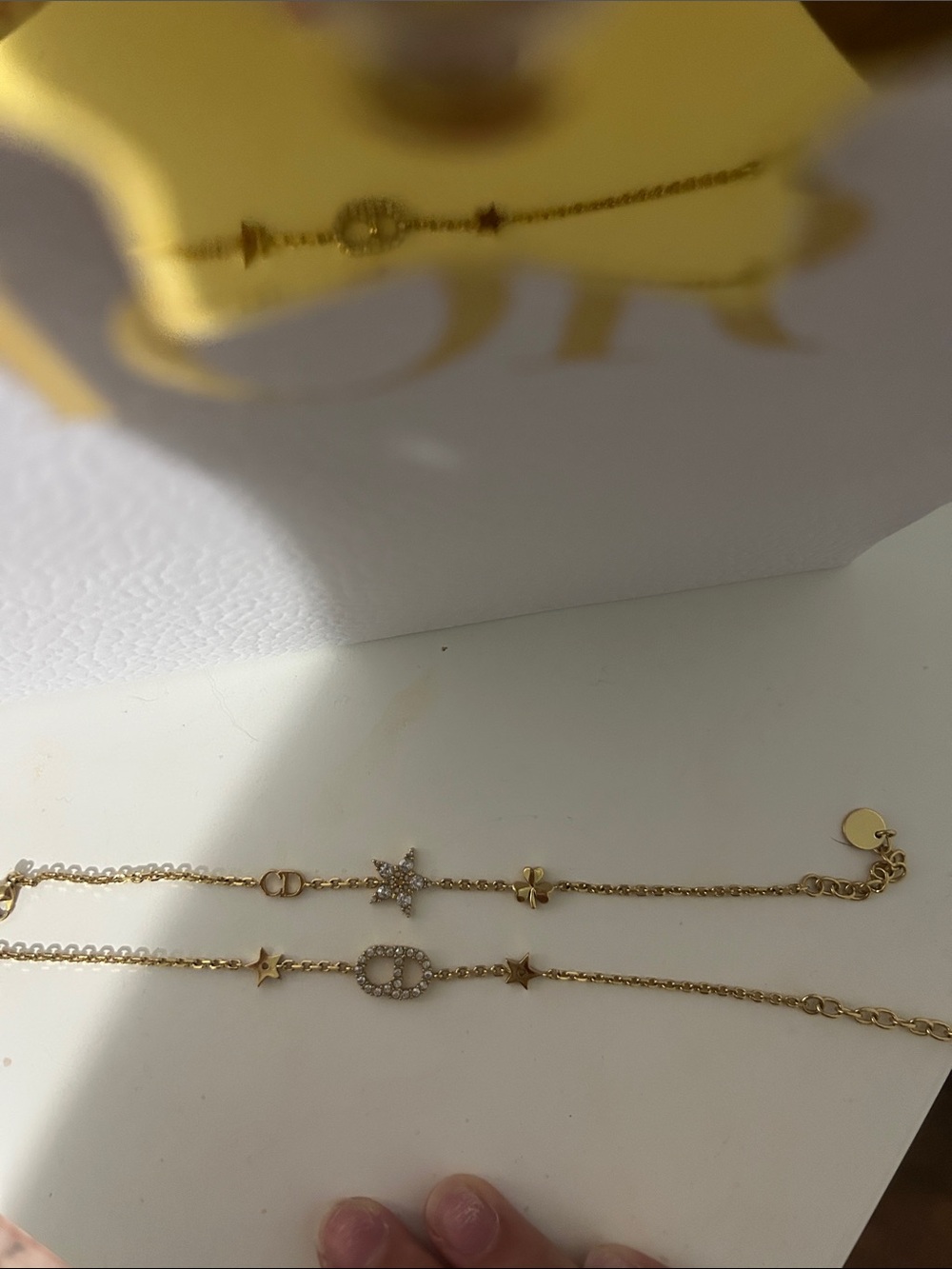 Dior Gold-Tone Star & Pavé Logo Bracelet Duo